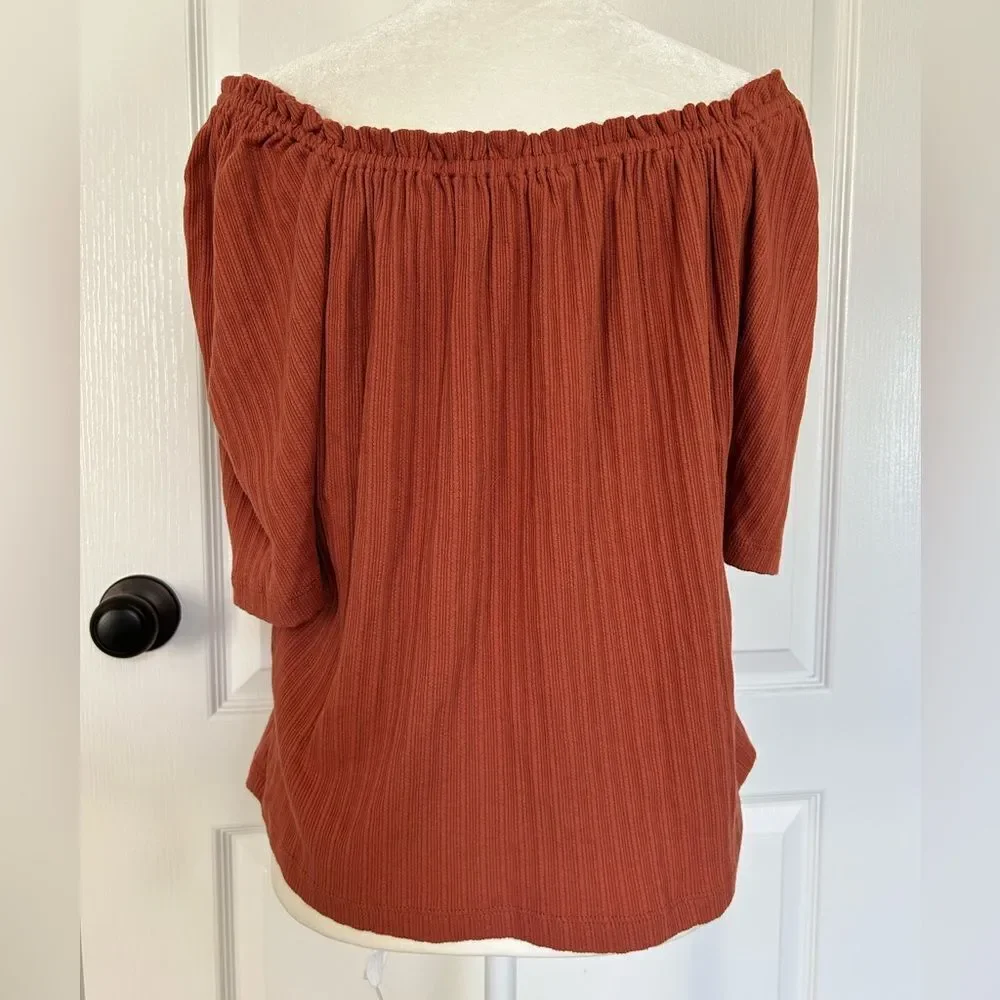 Madewell Rust Off-Shoulder Pullover Top - Picture 1 of 9